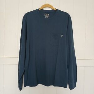 Katin Shirt Henley Long Sleeve Top Men's Medium Organic Cotton Blue Surf Outdoor